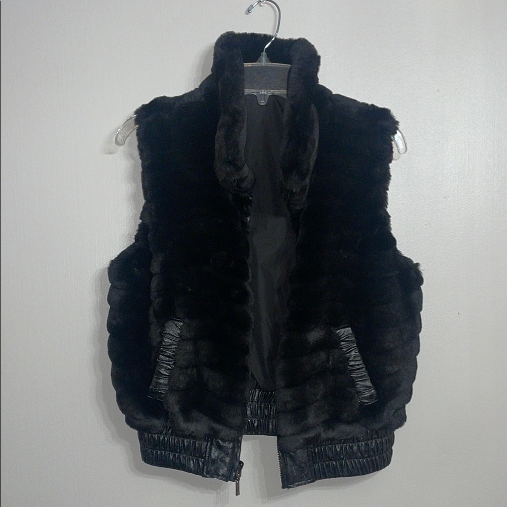 YBS Black Faux Fur Vest